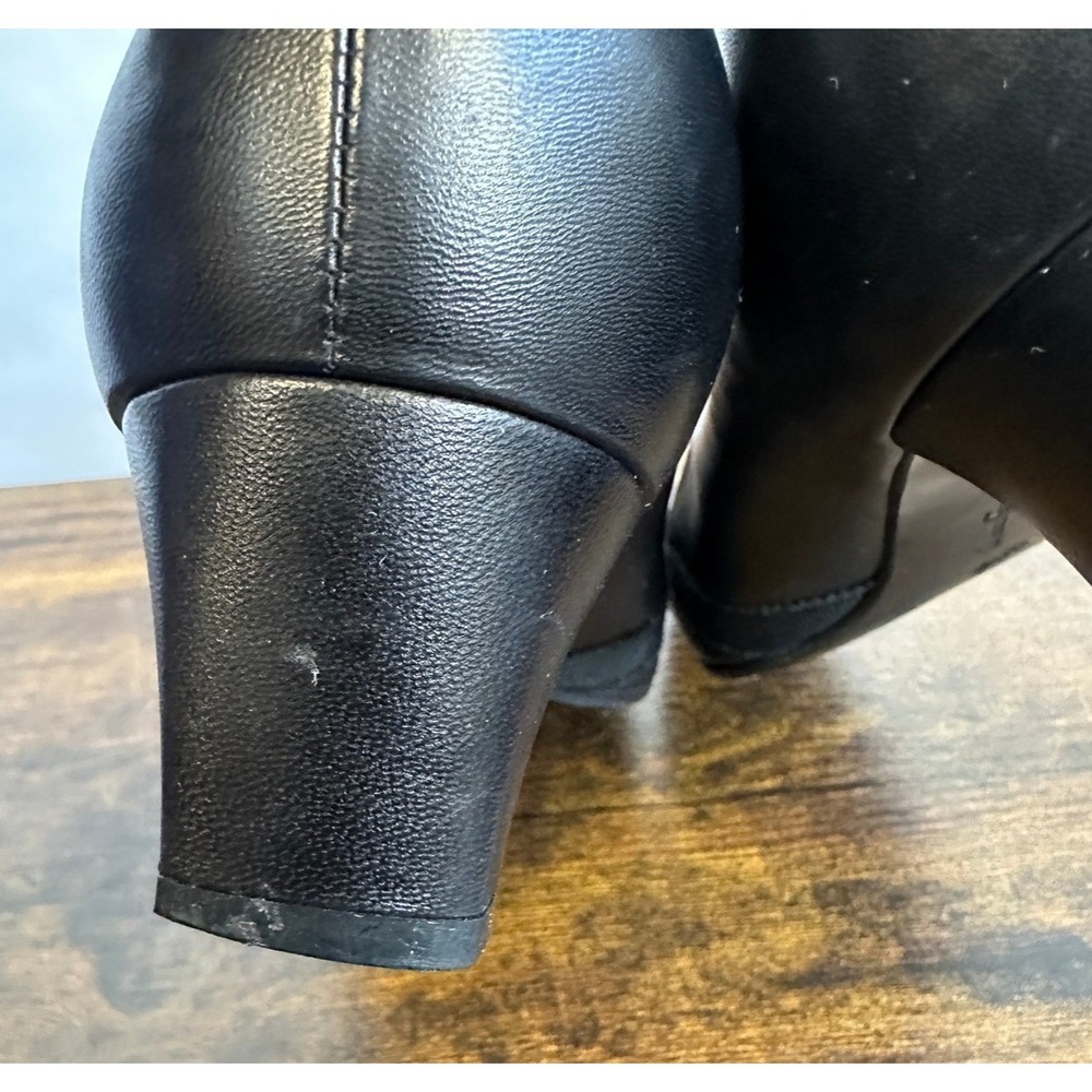 Salvatore Ferragamo Boutique Black Leather Square Toe Block Heel Pumps 6 B Italy - Picture 5 of 16